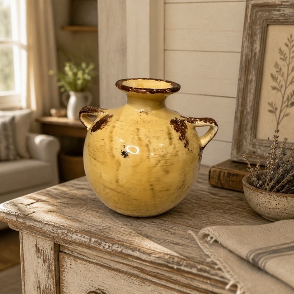 Other - Made in Italy Ceramic Vase Home Decor Vintage Rustic Distress Tuscan Farmhouse